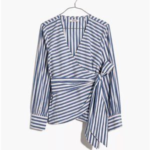 Madewell Cuffed-Sleeve Wrap Top in Stripe